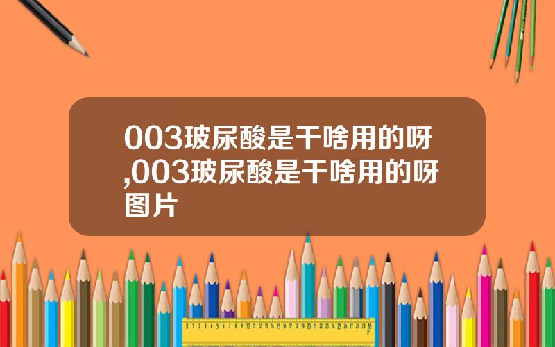 003玻尿酸是干啥用的呀,003玻尿酸是干啥用的呀图片