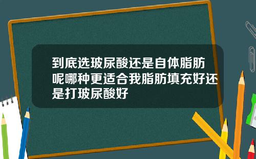 到底选玻尿酸还是自体脂肪呢哪种更适合我脂肪填充好还是打玻尿酸好