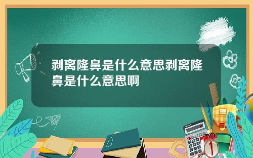 剥离隆鼻是什么意思剥离隆鼻是什么意思啊