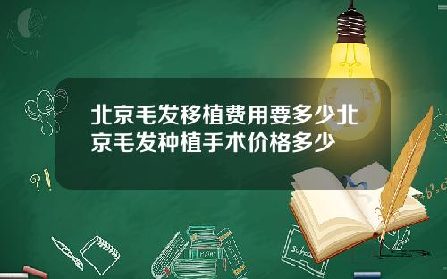 北京毛发移植费用要多少北京毛发种植手术价格多少