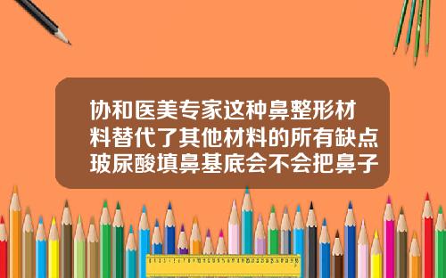 协和医美专家这种鼻整形材料替代了其他材料的所有缺点玻尿酸填鼻基底会不会把鼻子变大