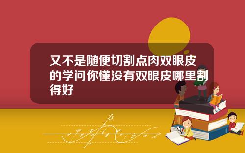 又不是随便切割点肉双眼皮的学问你懂没有双眼皮哪里割得好