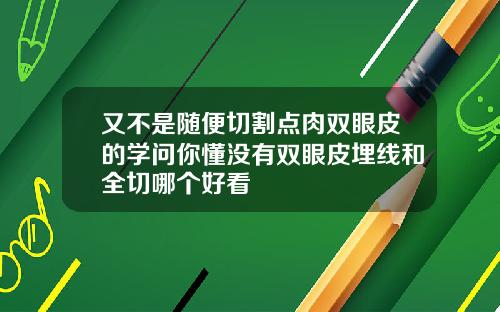 又不是随便切割点肉双眼皮的学问你懂没有双眼皮埋线和全切哪个好看