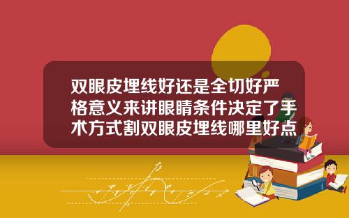 双眼皮埋线好还是全切好严格意义来讲眼睛条件决定了手术方式割双眼皮埋线哪里好点