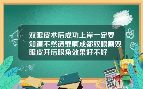 双眼皮术后成功上岸一定要知道不然遭罪啊成都双眼割双眼皮开后眼角效果好不好