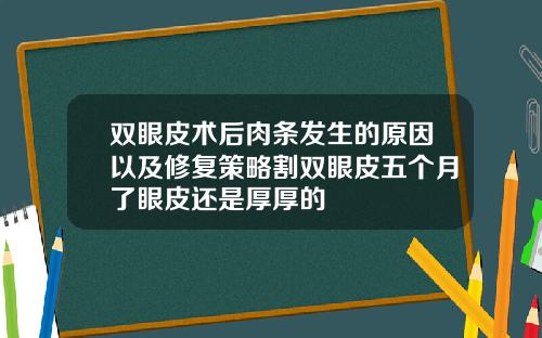 双眼皮术后肉条发生的原因以及修复策略割双眼皮五个月了眼皮还是厚厚的