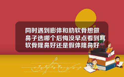 同时遇到膨体和肋软骨想做鼻子选哪个后悔没早点看到耳软骨隆鼻好还是假体隆鼻好