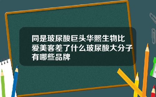 同是玻尿酸巨头华熙生物比爱美客差了什么玻尿酸大分子有哪些品牌