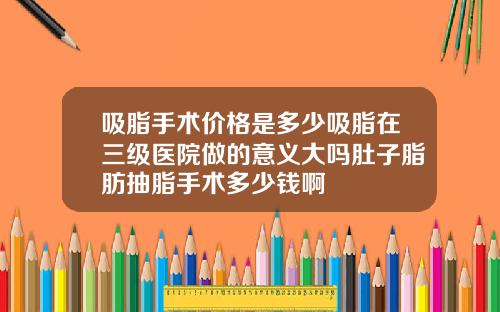 吸脂手术价格是多少吸脂在三级医院做的意义大吗肚子脂肪抽脂手术多少钱啊