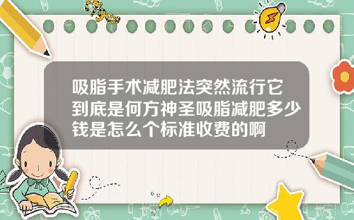 吸脂手术减肥法突然流行它到底是何方神圣吸脂减肥多少钱是怎么个标准收费的啊