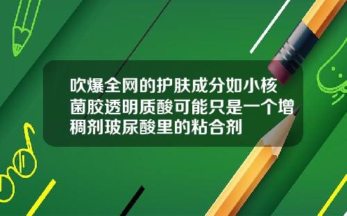 吹爆全网的护肤成分如小核菌胶透明质酸可能只是一个增稠剂玻尿酸里的粘合剂