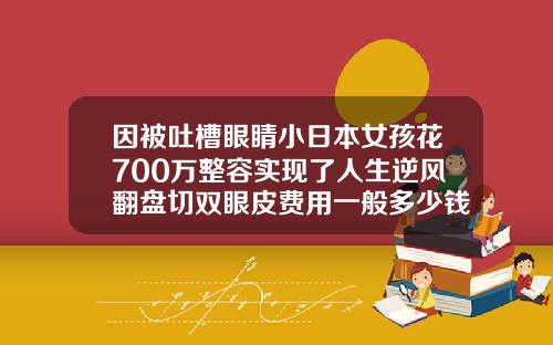 因被吐槽眼睛小日本女孩花700万整容实现了人生逆风翻盘切双眼皮费用一般多少钱一次