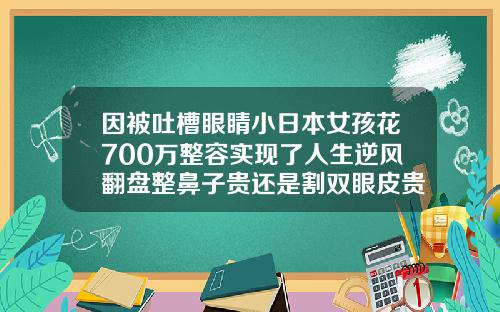 因被吐槽眼睛小日本女孩花700万整容实现了人生逆风翻盘整鼻子贵还是割双眼皮贵