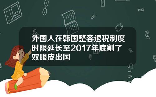 外国人在韩国整容退税制度时限延长至2017年底割了双眼皮出国