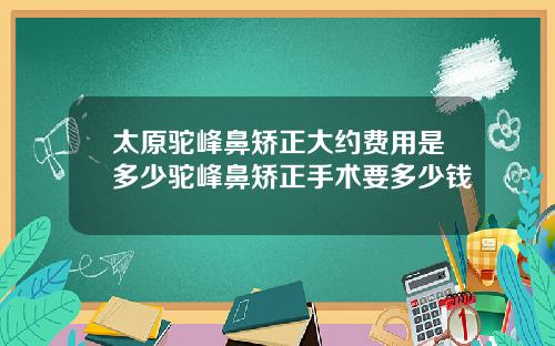 太原驼峰鼻矫正大约费用是多少驼峰鼻矫正手术要多少钱