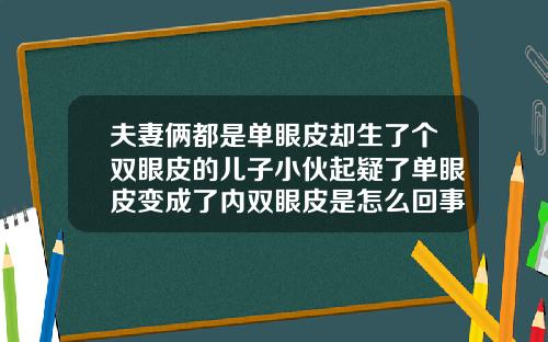 夫妻俩都是单眼皮却生了个双眼皮的儿子小伙起疑了单眼皮变成了内双眼皮是怎么回事儿