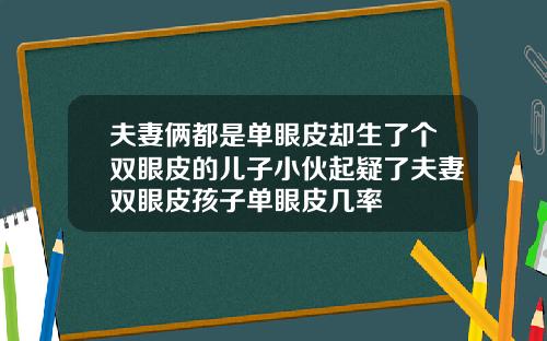 夫妻俩都是单眼皮却生了个双眼皮的儿子小伙起疑了夫妻双眼皮孩子单眼皮几率