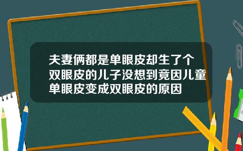 夫妻俩都是单眼皮却生了个双眼皮的儿子没想到竟因儿童单眼皮变成双眼皮的原因