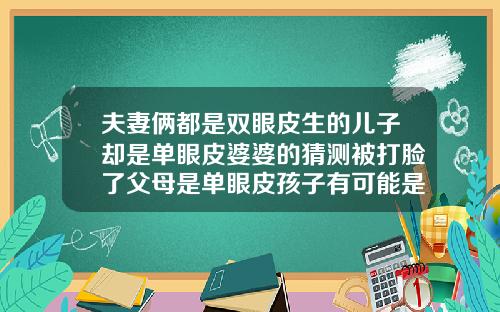 夫妻俩都是双眼皮生的儿子却是单眼皮婆婆的猜测被打脸了父母是单眼皮孩子有可能是双眼皮吗
