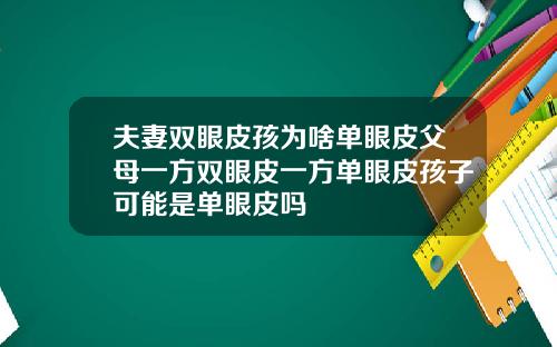 夫妻双眼皮孩为啥单眼皮父母一方双眼皮一方单眼皮孩子可能是单眼皮吗
