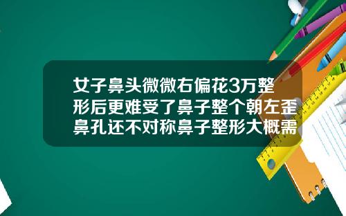 女子鼻头微微右偏花3万整形后更难受了鼻子整个朝左歪鼻孔还不对称鼻子整形大概需要多少费用