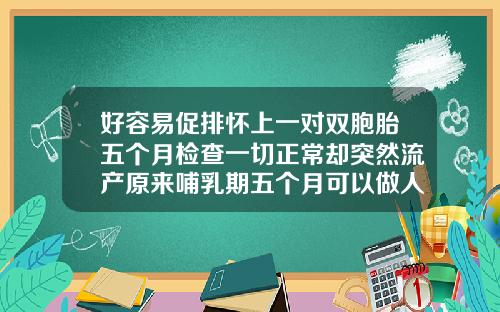 好容易促排怀上一对双胞胎五个月检查一切正常却突然流产原来哺乳期五个月可以做人流吗