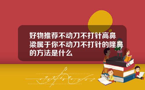好物推荐不动刀不打针高鼻梁属于你不动刀不打针的隆鼻的方法是什么
