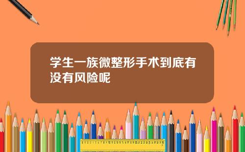 学生一族微整形手术到底有没有风险呢