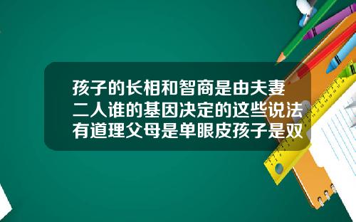 孩子的长相和智商是由夫妻二人谁的基因决定的这些说法有道理父母是单眼皮孩子是双眼皮的概率有多大