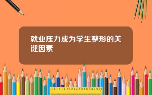 就业压力成为学生整形的关键因素