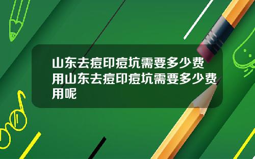 山东去痘印痘坑需要多少费用山东去痘印痘坑需要多少费用呢