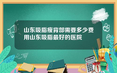 山东吸脂瘦背部需要多少费用山东吸脂最好的医院