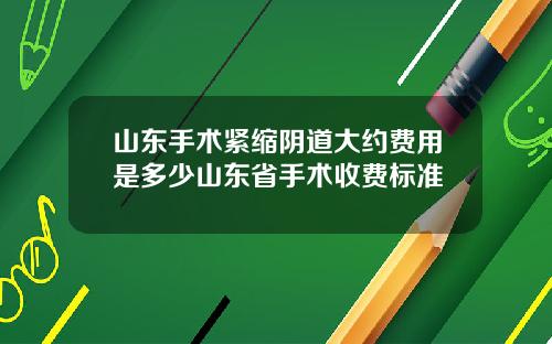 山东手术紧缩阴道大约费用是多少山东省手术收费标准