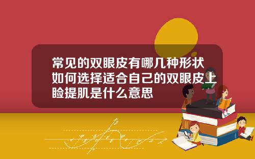 常见的双眼皮有哪几种形状如何选择适合自己的双眼皮上睑提肌是什么意思