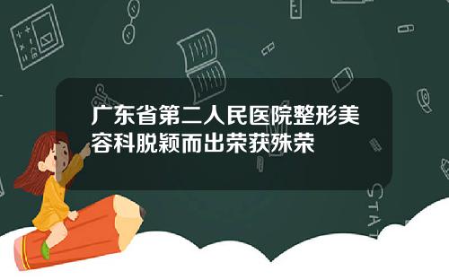 广东省第二人民医院整形美容科脱颖而出荣获殊荣