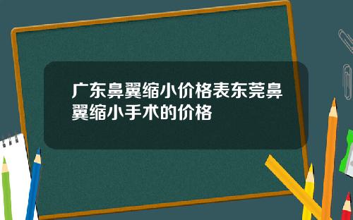 广东鼻翼缩小价格表东莞鼻翼缩小手术的价格