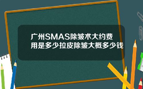 广州SMAS除皱术大约费用是多少拉皮除皱大概多少钱