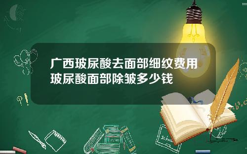 广西玻尿酸去面部细纹费用玻尿酸面部除皱多少钱