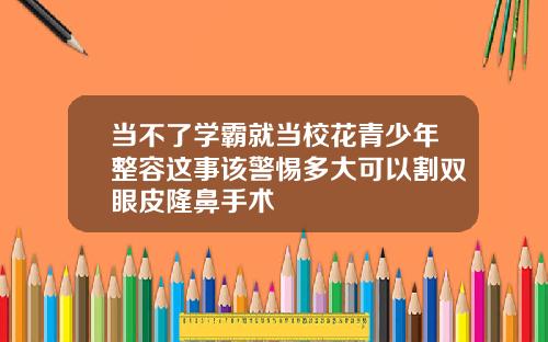 当不了学霸就当校花青少年整容这事该警惕多大可以割双眼皮隆鼻手术