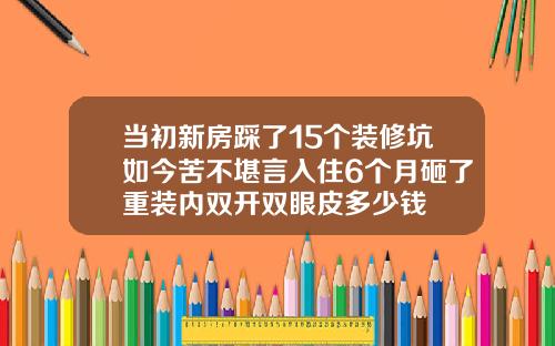 当初新房踩了15个装修坑如今苦不堪言入住6个月砸了重装内双开双眼皮多少钱