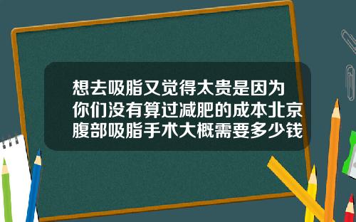 想去吸脂又觉得太贵是因为你们没有算过减肥的成本北京腹部吸脂手术大概需要多少钱
