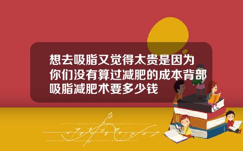 想去吸脂又觉得太贵是因为你们没有算过减肥的成本背部吸脂减肥术要多少钱