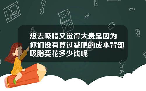 想去吸脂又觉得太贵是因为你们没有算过减肥的成本背部吸脂要花多少钱呢