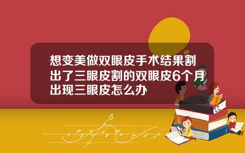 想变美做双眼皮手术结果割出了三眼皮割的双眼皮6个月出现三眼皮怎么办