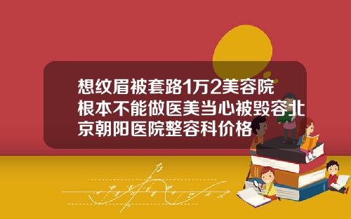 想纹眉被套路1万2美容院根本不能做医美当心被毁容北京朝阳医院整容科价格