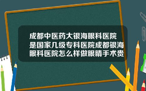 成都中医药大银海眼科医院是国家几级专科医院成都银海眼科医院怎么样做眼睛手术贵吗1