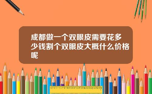 成都做一个双眼皮需要花多少钱割个双眼皮大概什么价格呢