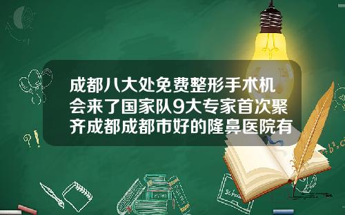 成都八大处免费整形手术机会来了国家队9大专家首次聚齐成都成都市好的隆鼻医院有哪些