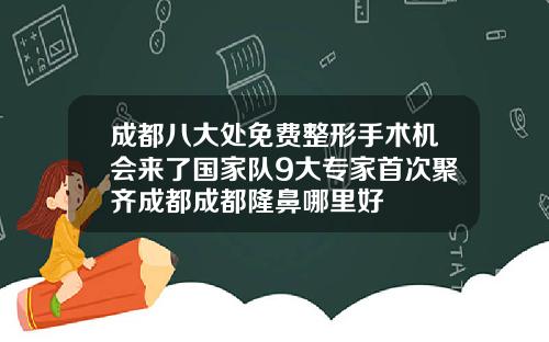 成都八大处免费整形手术机会来了国家队9大专家首次聚齐成都成都隆鼻哪里好