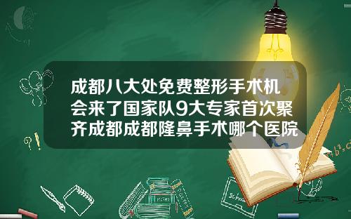 成都八大处免费整形手术机会来了国家队9大专家首次聚齐成都成都隆鼻手术哪个医院好一点呢